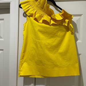 Ted Baker Yellow Asymmetrical Ruffled Blouse